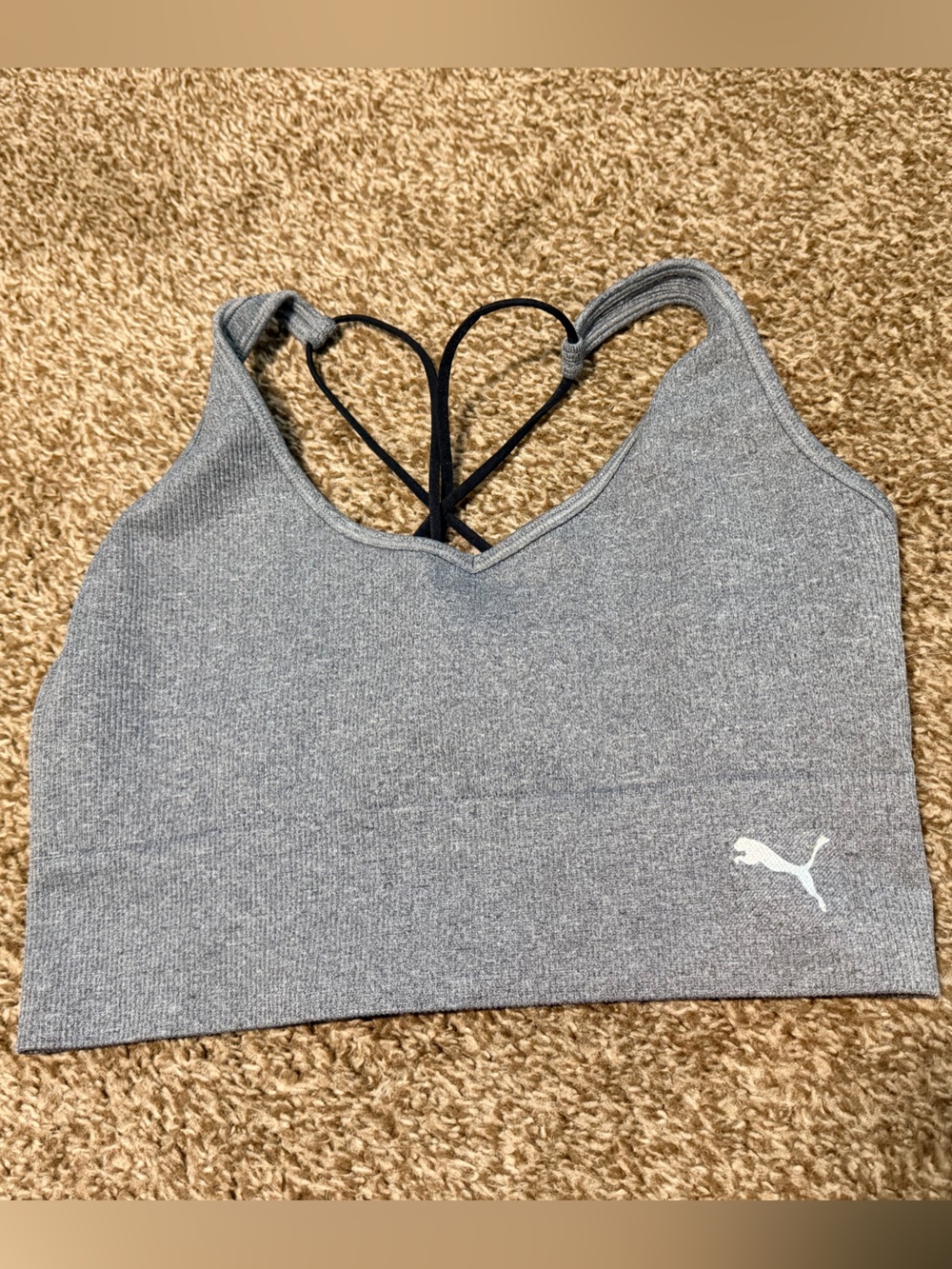 Puma Gray Seamless Strappy Sports Bra